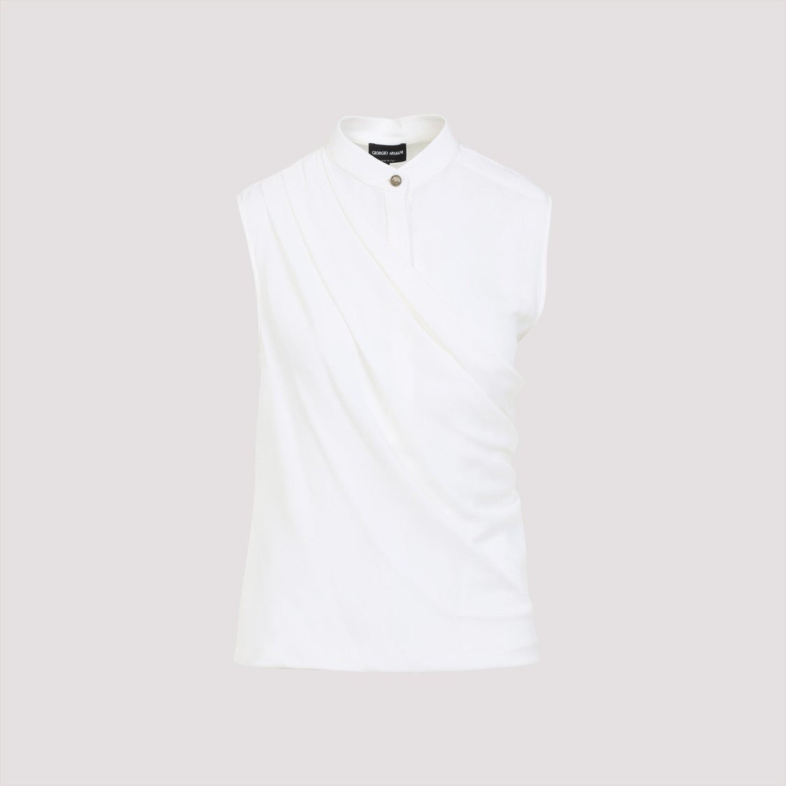 Giorgio Armani Draped Silk Shirt With High Collar
