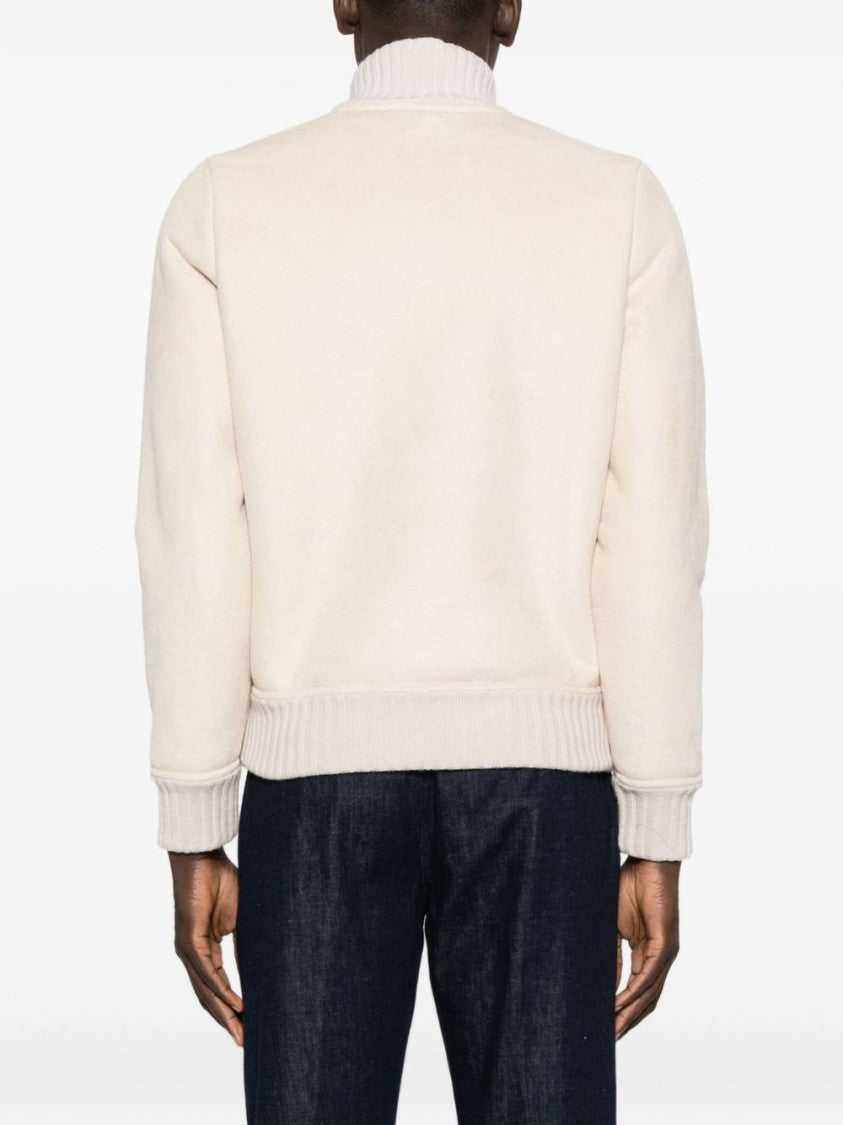 Gran Sasso Tailored White Casual Jacket With Ribbed Collar