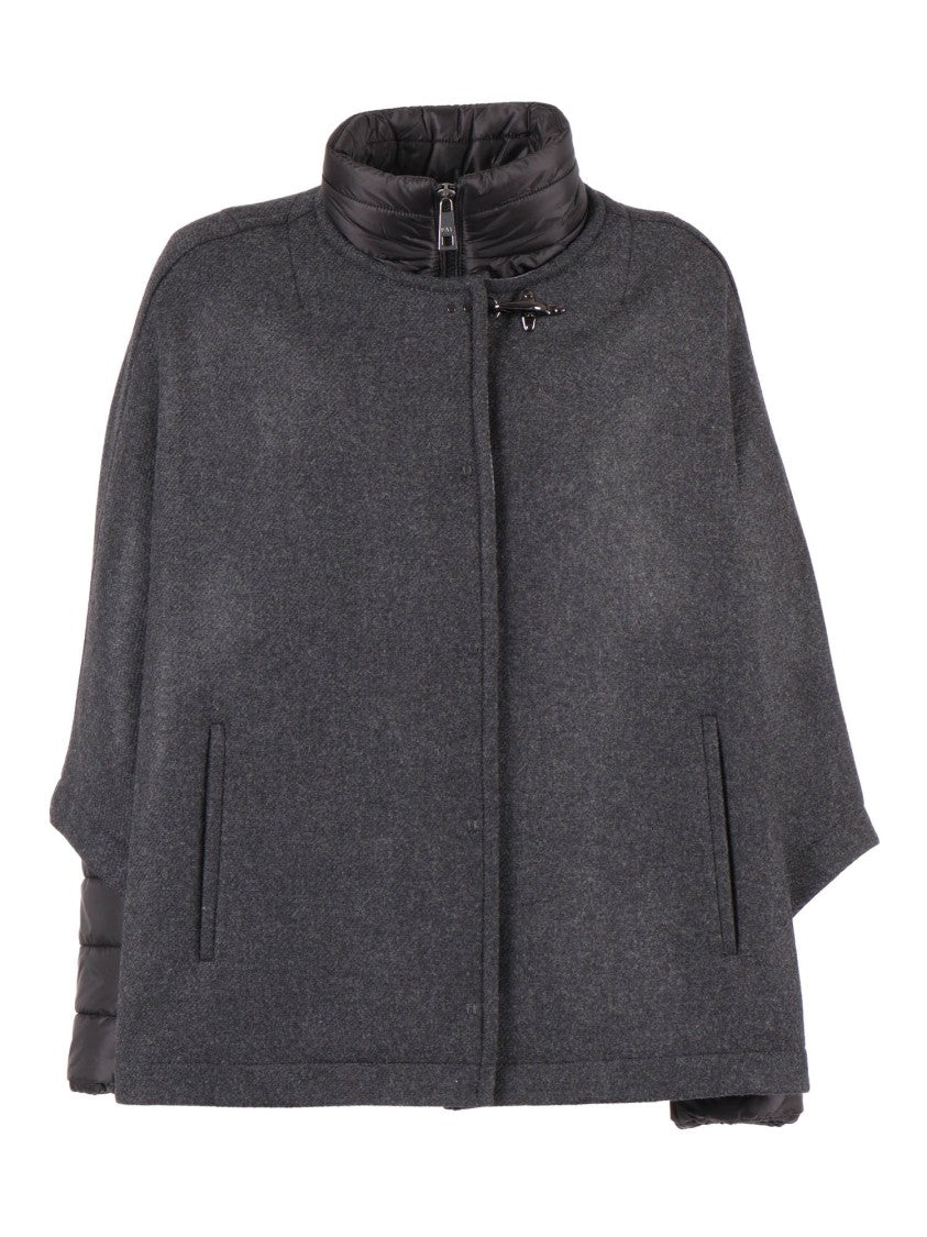 Fay Boxy Dark Grey Wool Cape