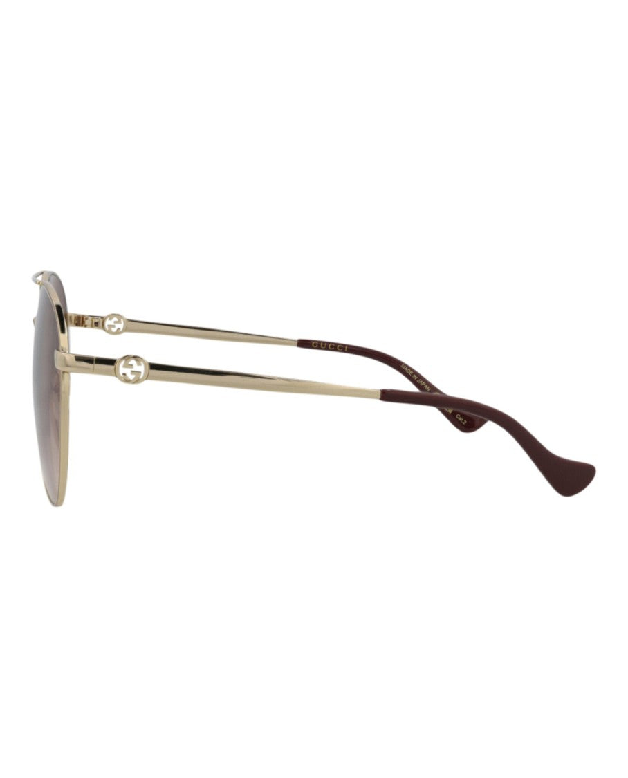 Gucci Aviator-Frame Metal Sunglasses With Gradient Lenses