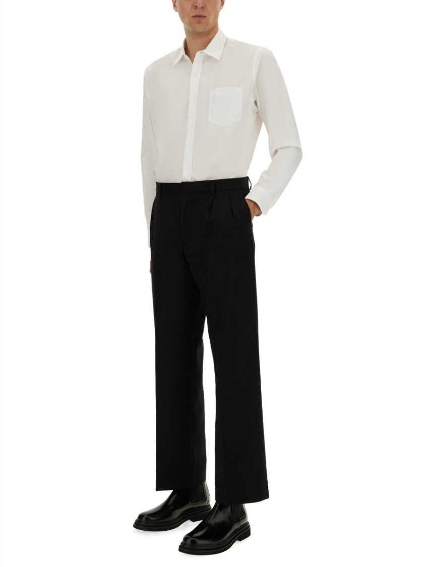 Sunflower Pleated Design Straight-Leg Wool Pants