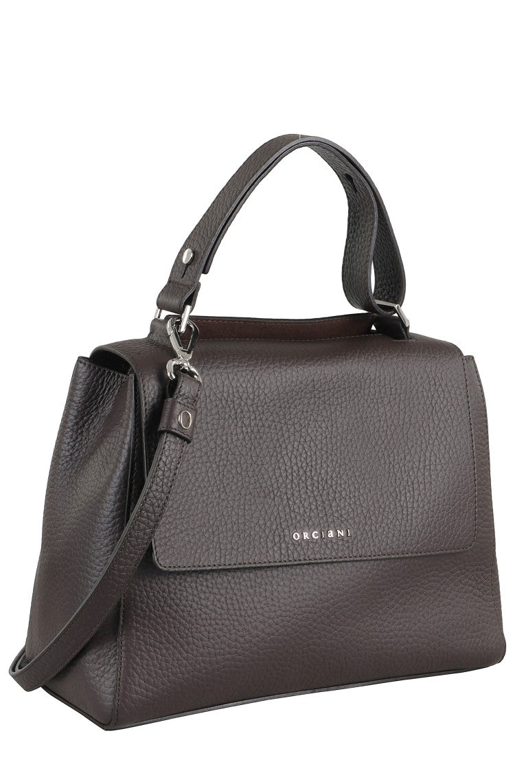 Orciani Structured Dark Brown Leather Shoulder Bag