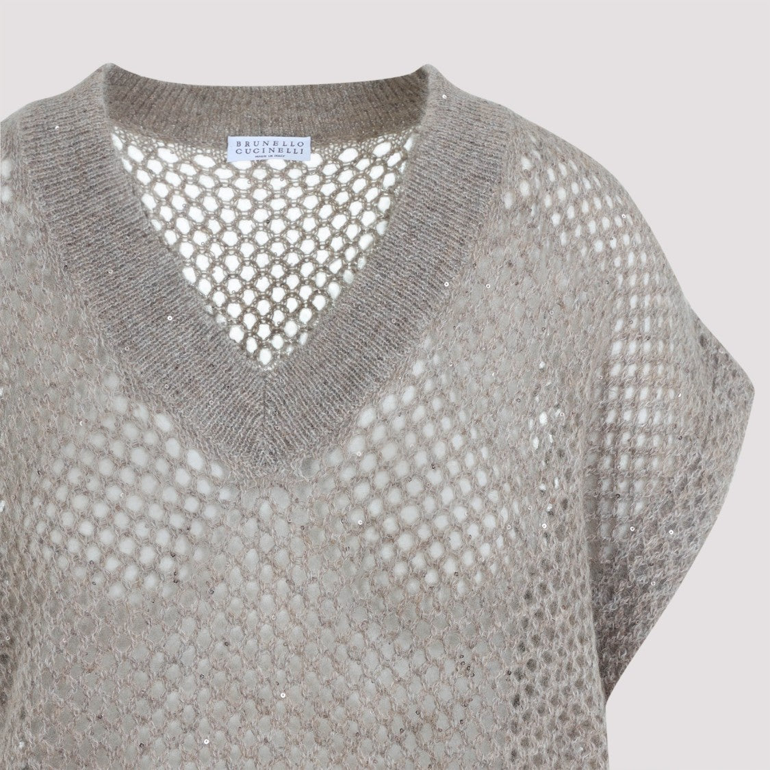 Brunello Cucinelli Hot Brown Mohair Diamond Knit Vest