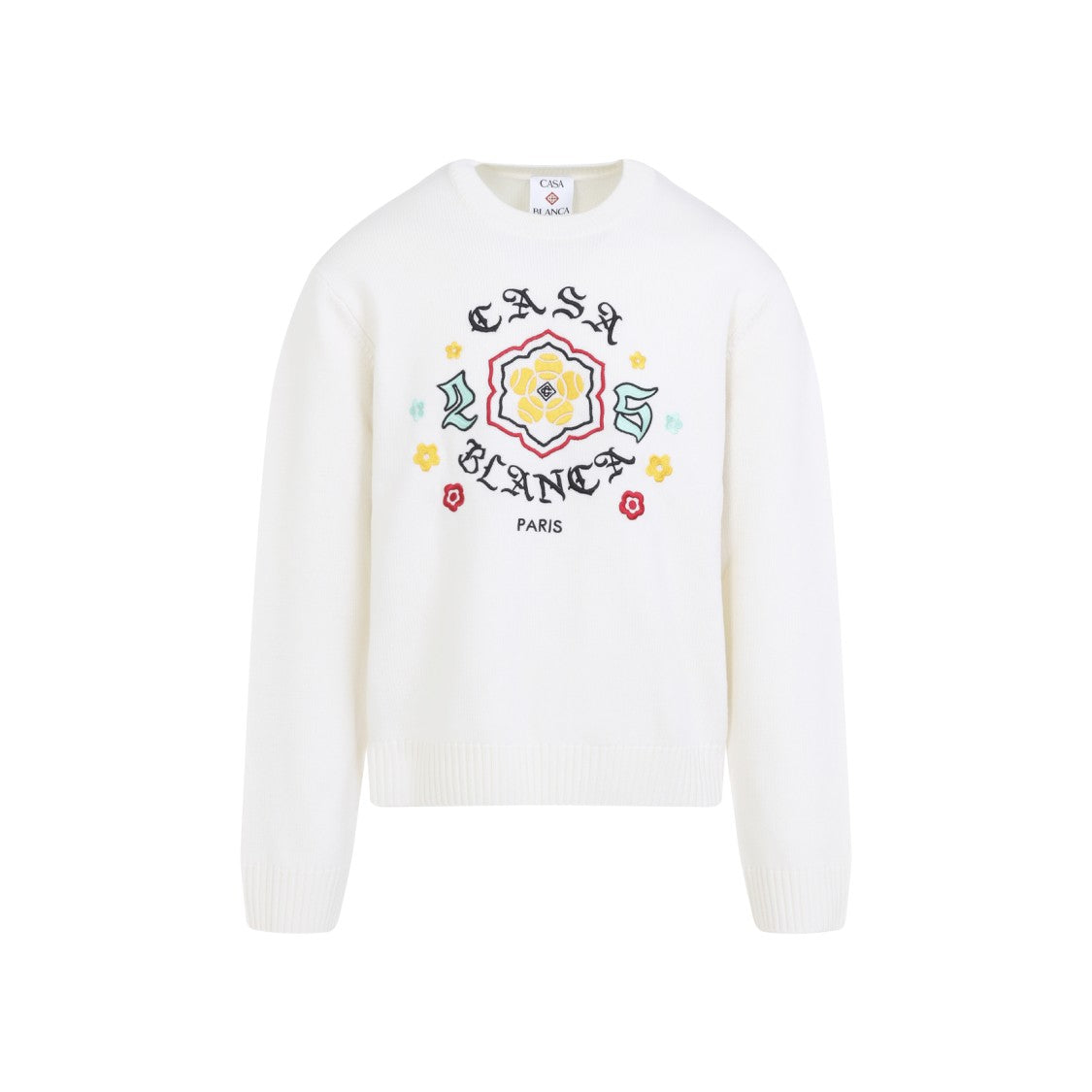 Casablanca Multicolored Floral Embroidered Crew Neck Sweater