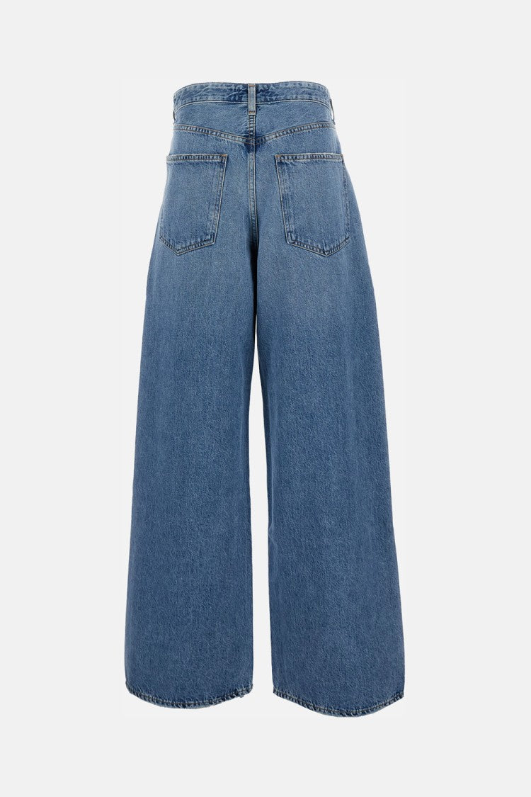 Agolde Wide-Leg Light Blue Denim Jeans With Classic Five-Pocket Design