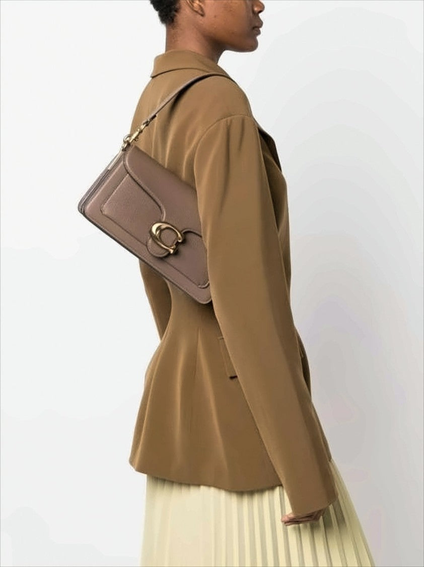 Coach Textured Calf Leather Crossbody Bag With Gold-Tone Buckle