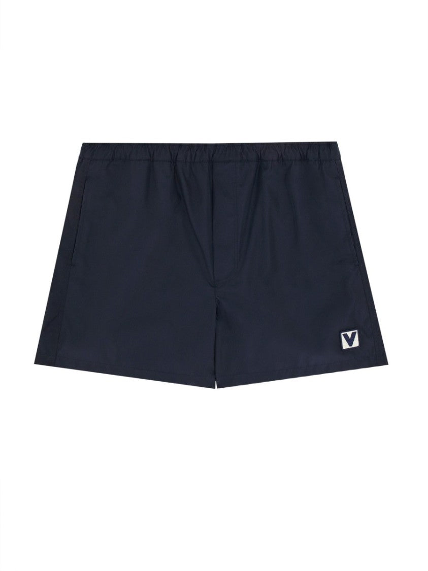 Valentino Classic Black Boxer Swimsuit With Elastic Waist