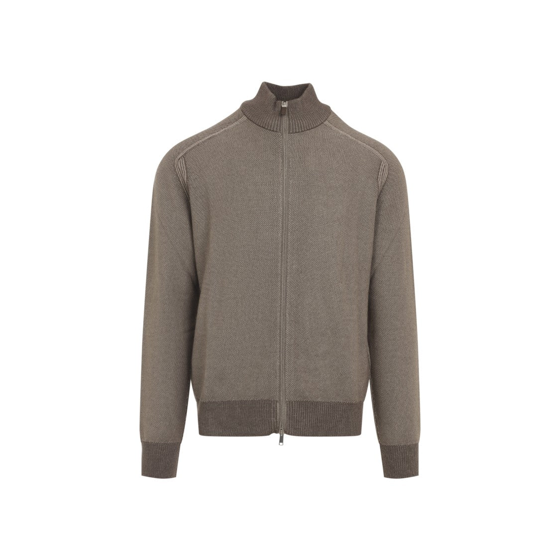 Zegna Full Zip Brown Sweater