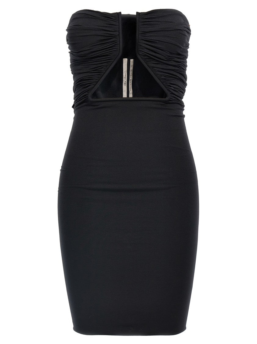 Rick Owens Off-The-Shoulder Black 'Prong' Mini Dress