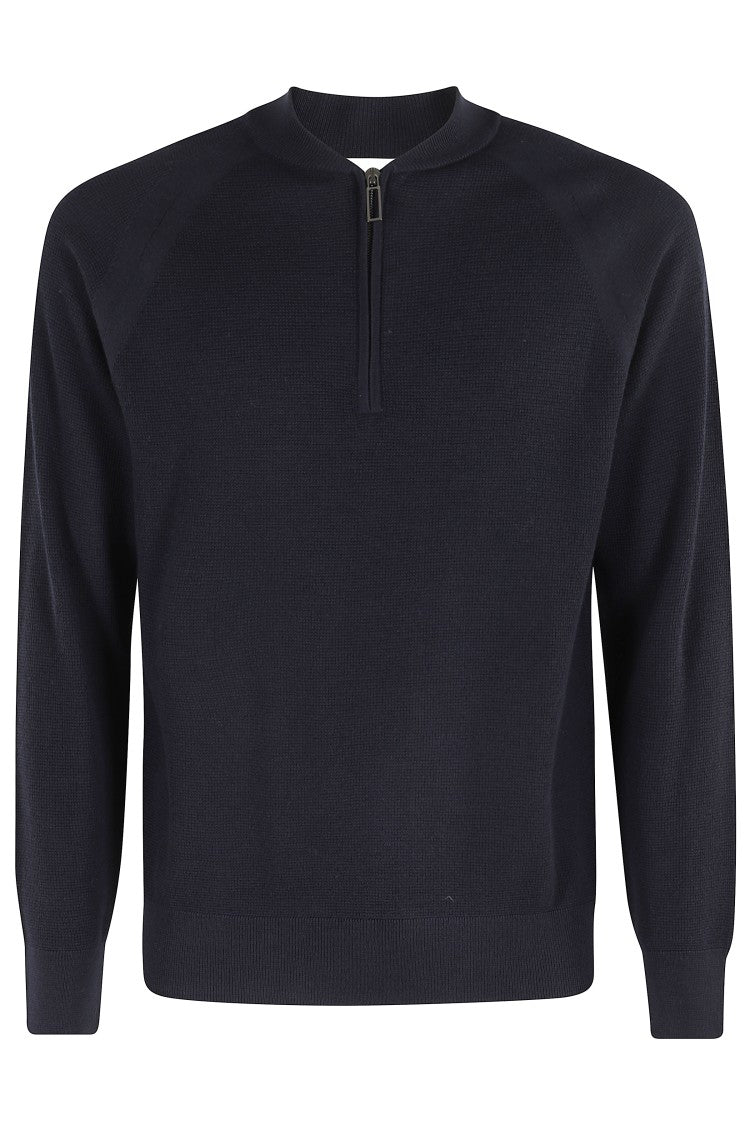 Paolo Pecora Half-Zip Circle Neckline Wool Sweater