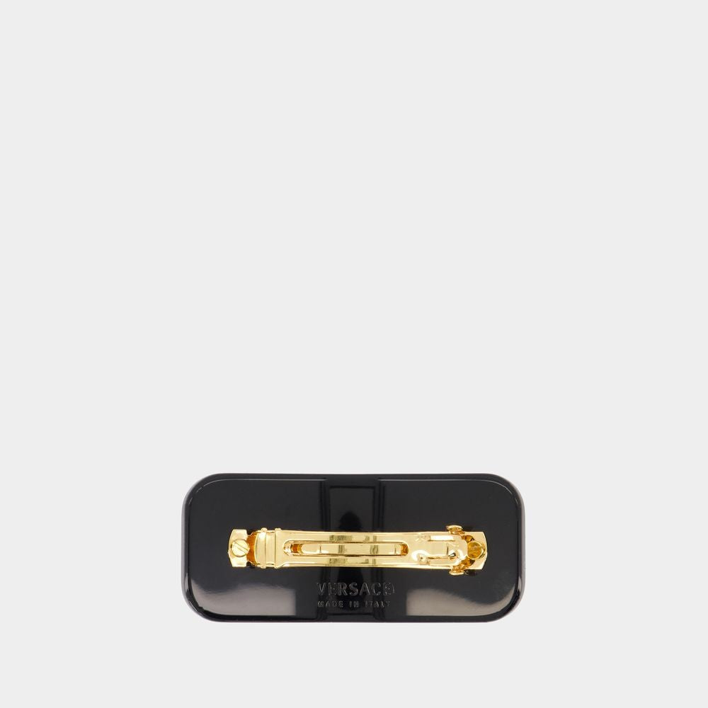 Versace Black Pvc Hair Clip With Sparkling Embellishments