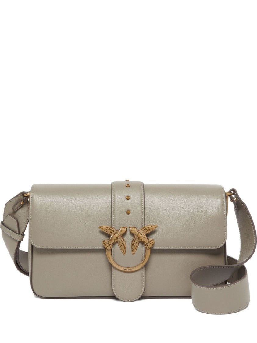 Pinko Foldover Top Leather Bag With Gold-Tone Clasp