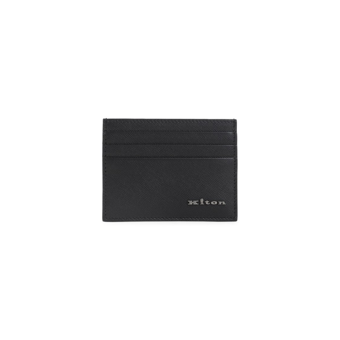 Kiton Black Calf Leather Card Holder