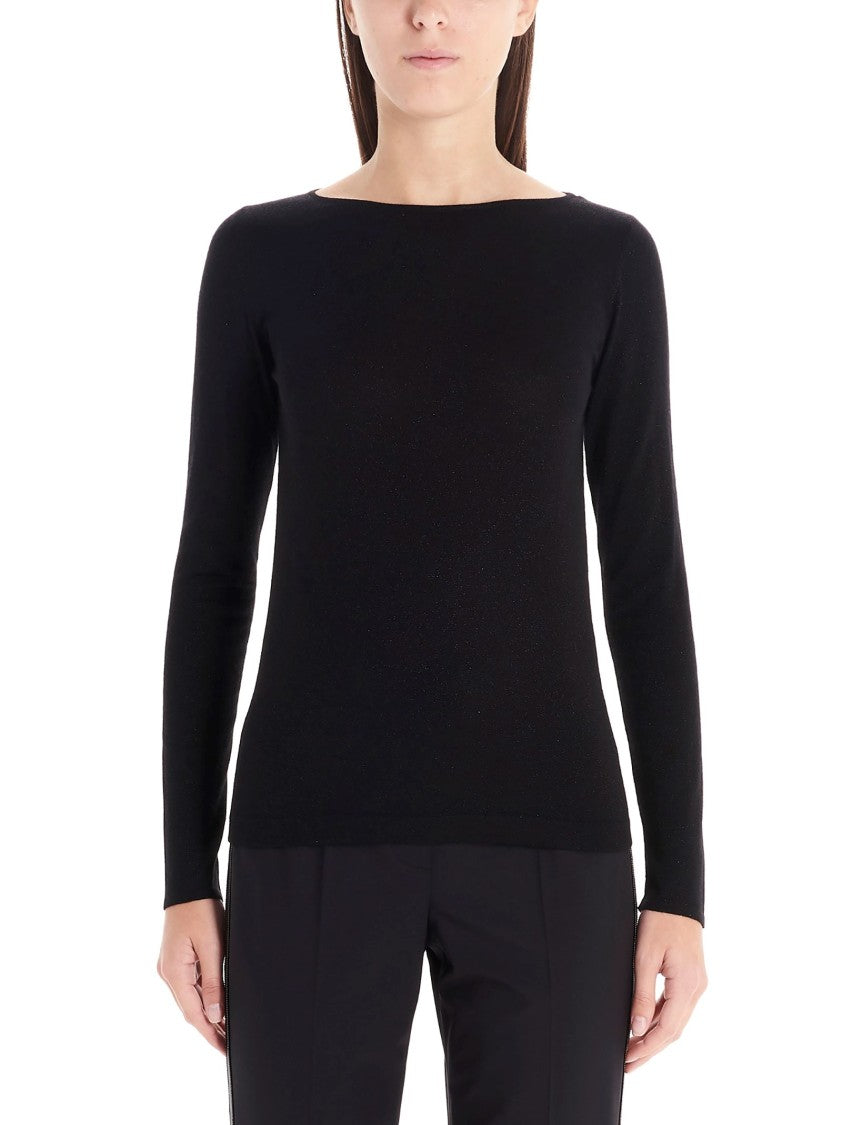Brunello Cucinelli Fitted Lurex Cashmere Sweater With Classic Round Neckline
