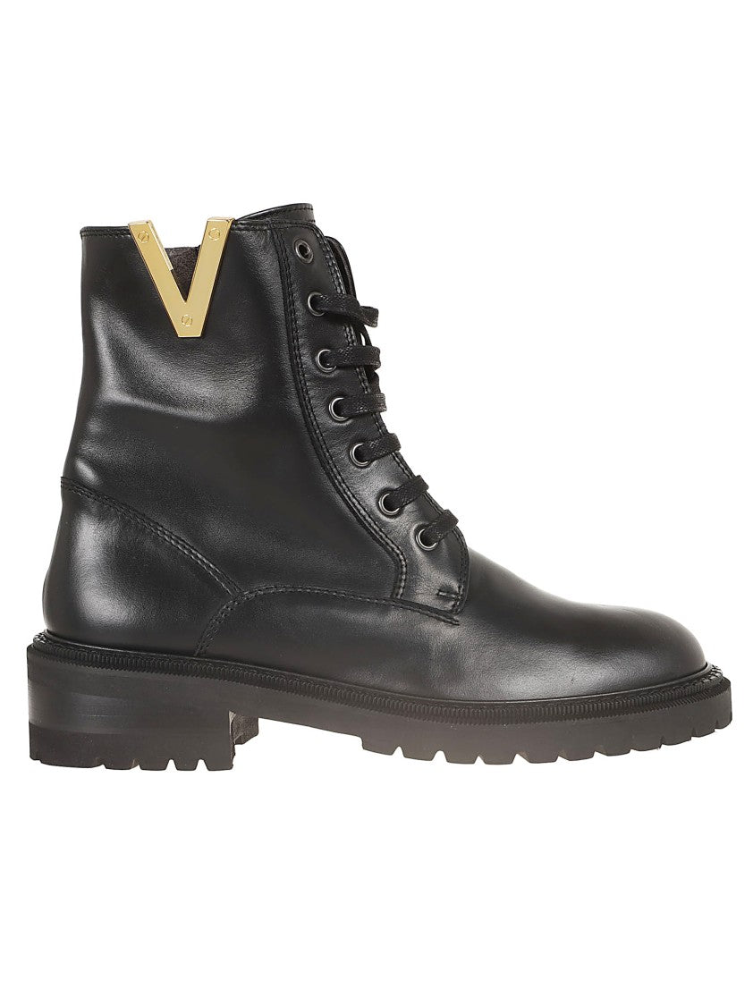 Via Roma 15 Black Leather Ankle Boots