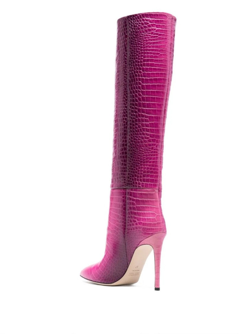 Paris Texas Pointed-Toe Stiletto Boots With Crocodile Texture