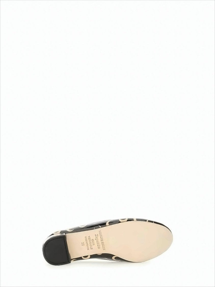 Marine Serre Black Calf Leather Low-Heeled Pumps