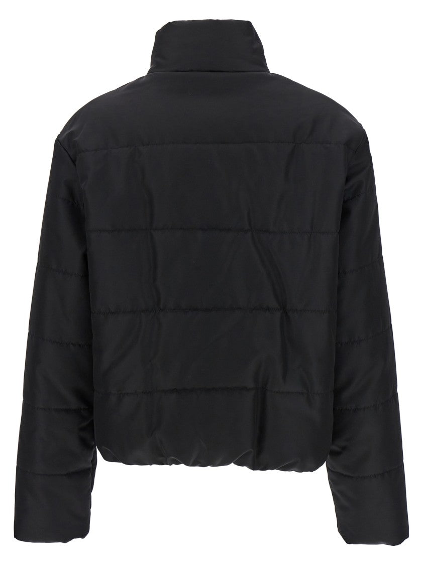 Moschino Padded Down Jacket With Gold Logo Button Closure