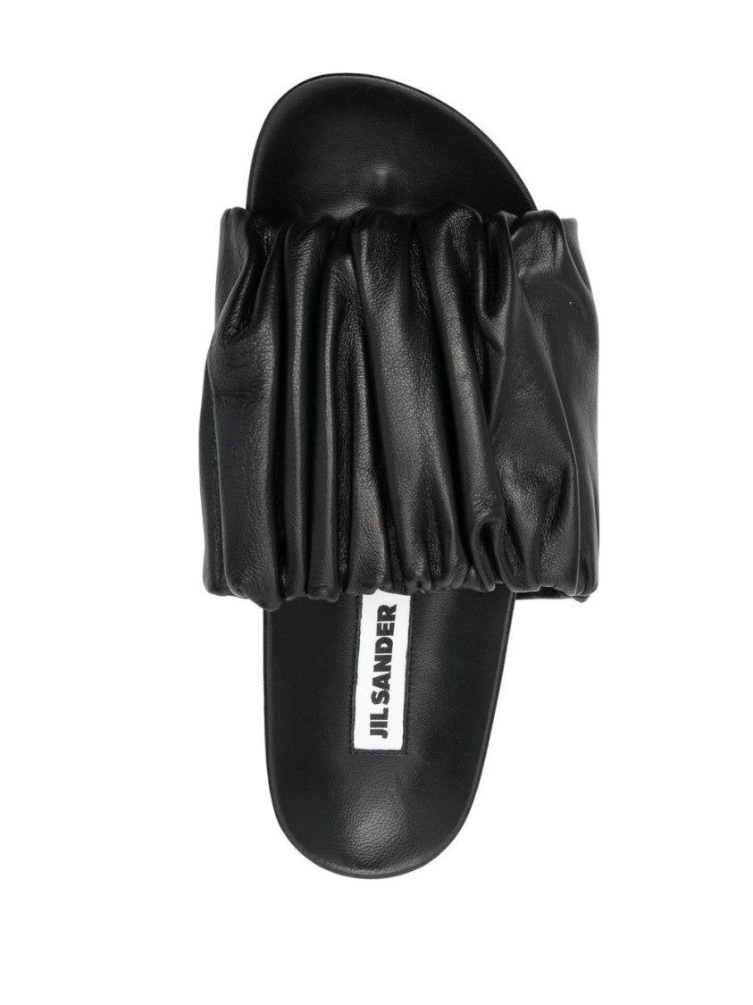 Jil Sander Black Sandals With Gathered Upper And Open Design