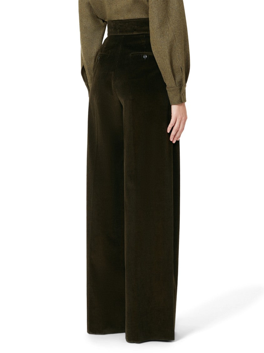 Max Mara Classic Tailored Cotton Trousers With Structured Waistband