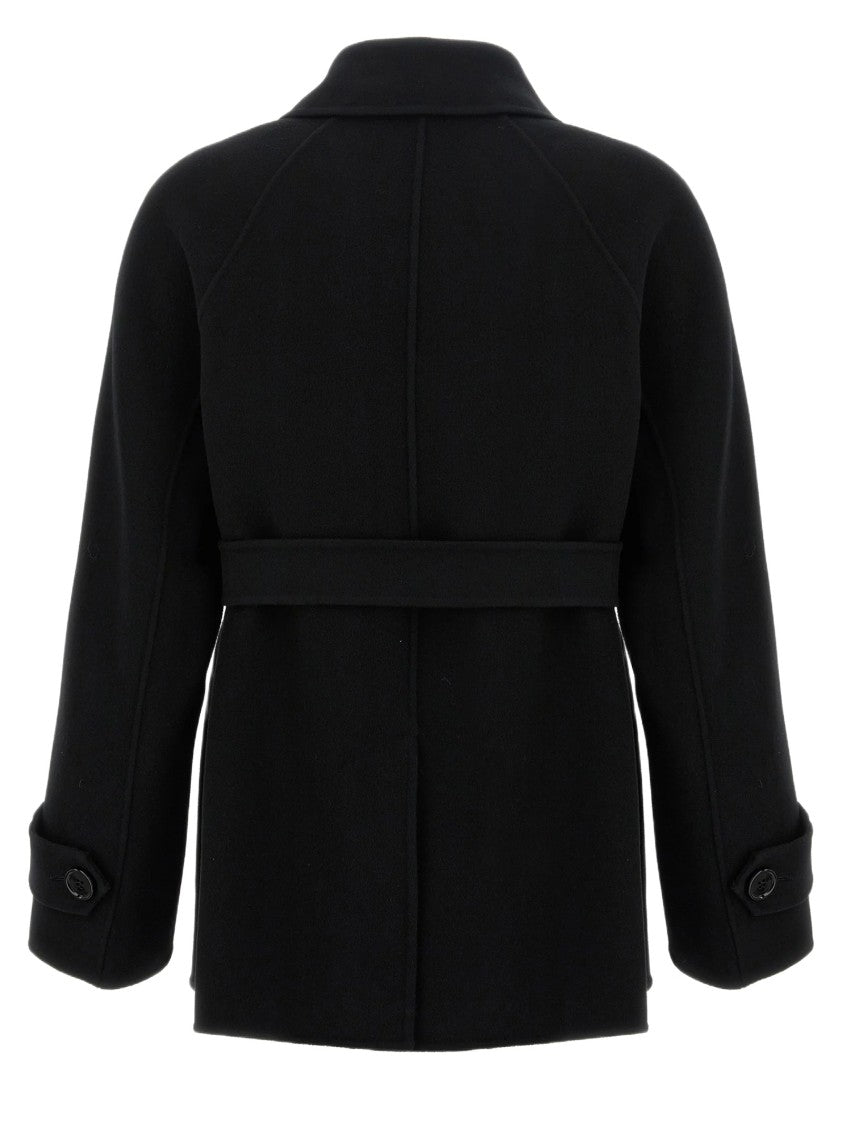 Max Mara Hand-Stitched Double Wool Drape Trench Coat