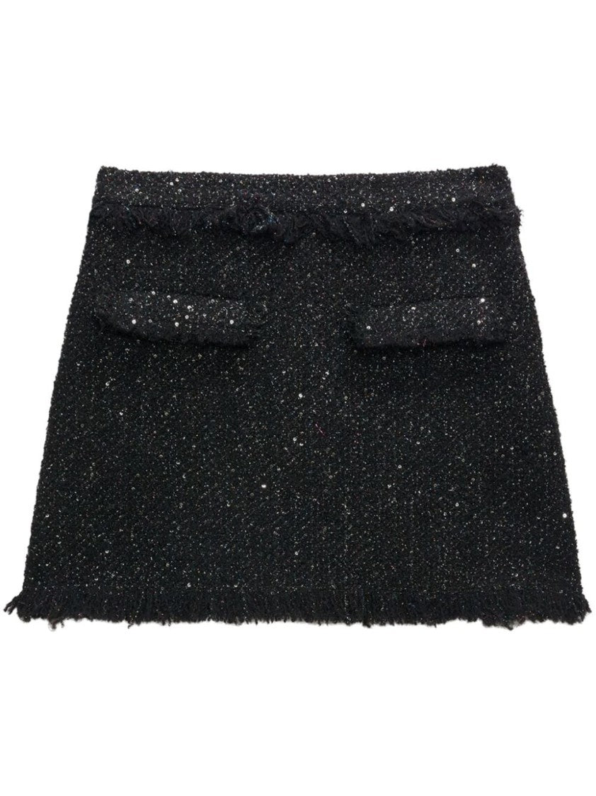 Msgm Frayed-Trim Bouclé Miniskirt