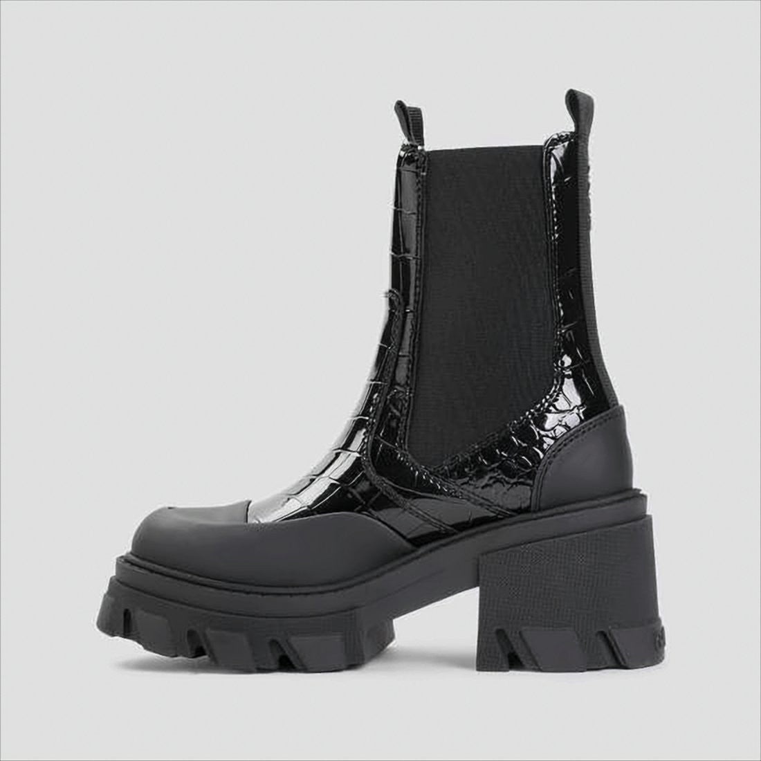 Ganni Chunky Platform Boots With Croc-Embossed Leather And Lug Sole