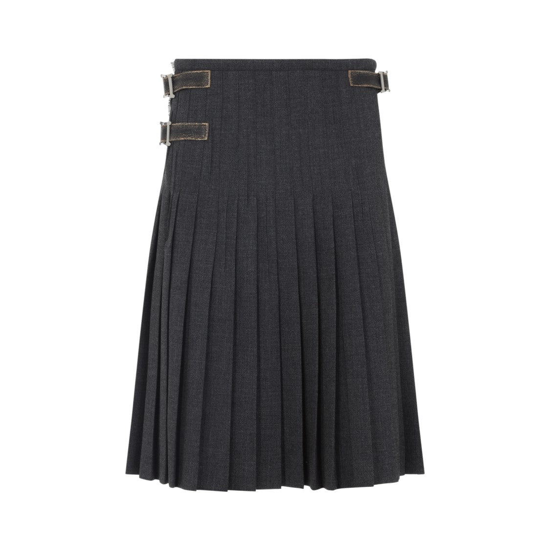 Prada Grey Virgin Wool Midi Skirt