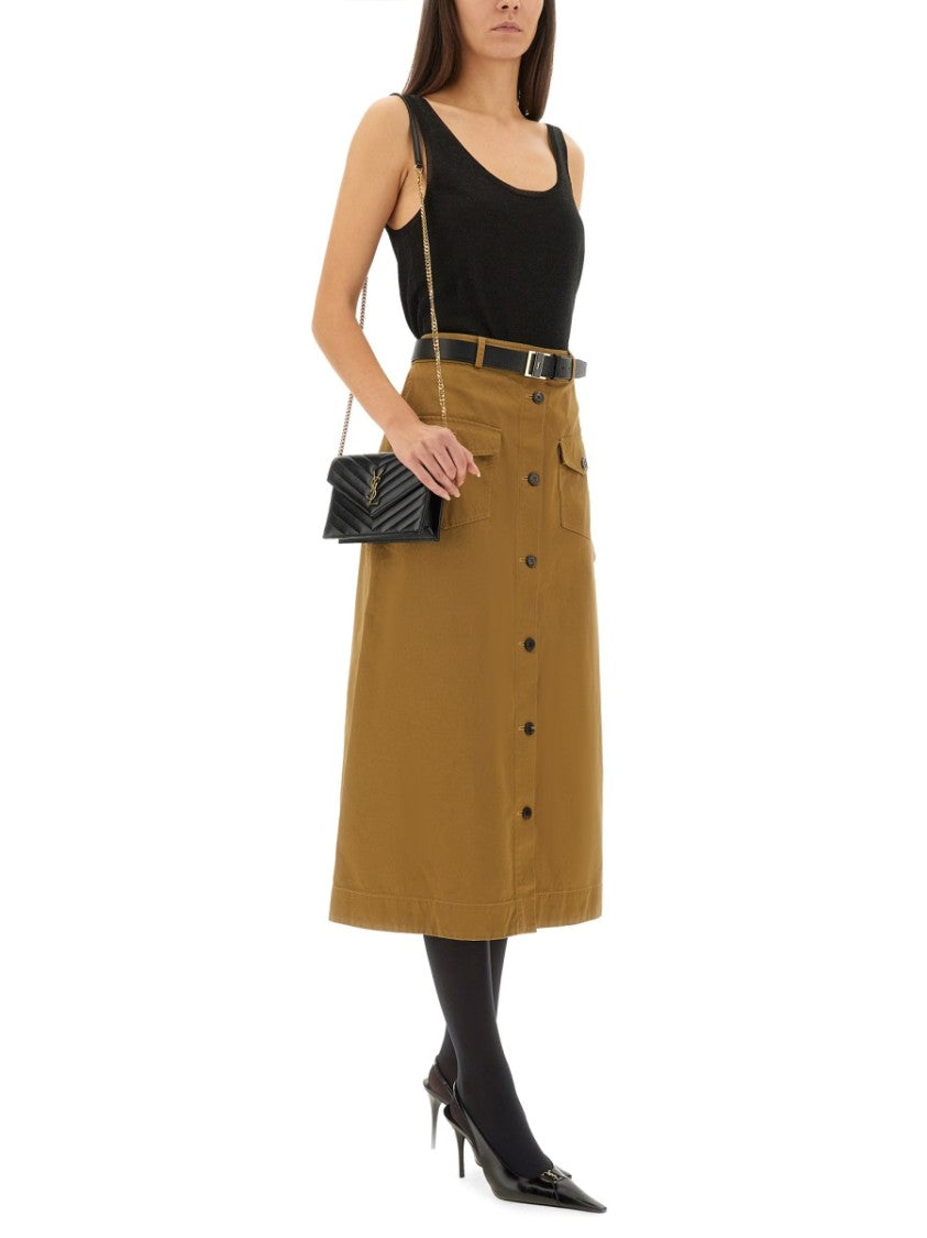 Saint Laurent Structured A-Line Midi Skirt