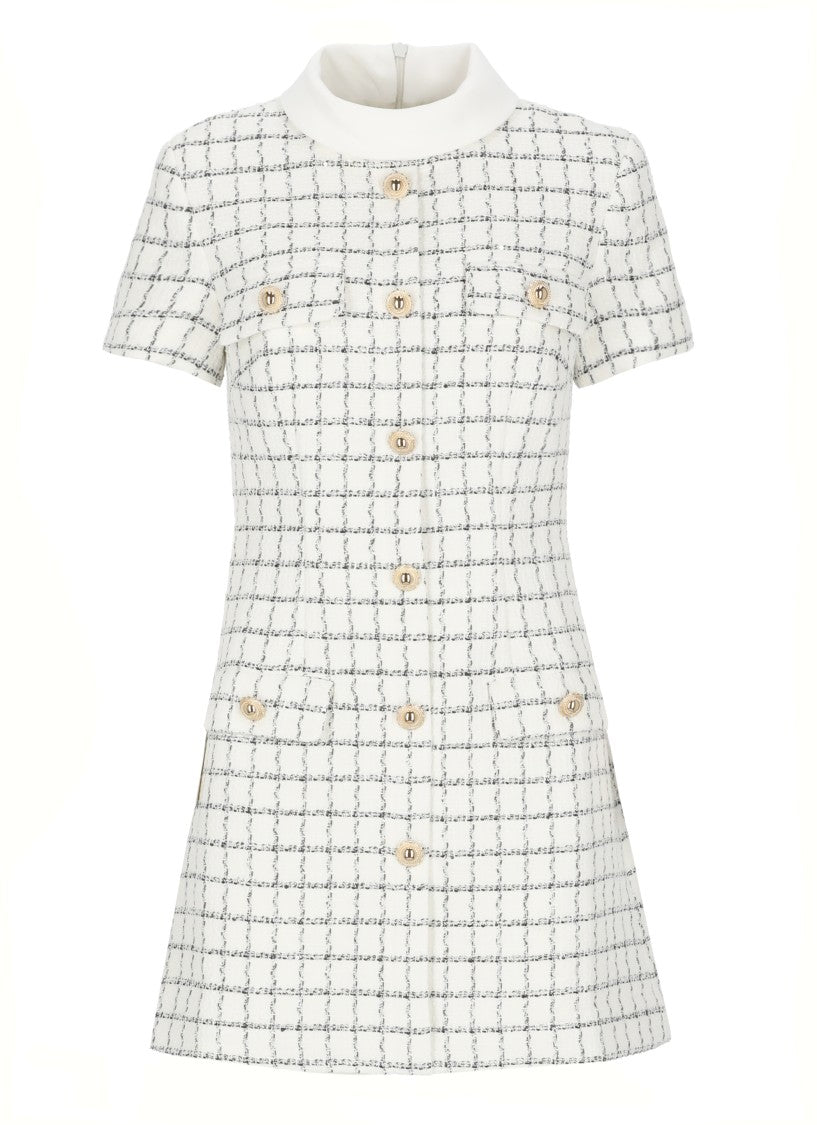 Self-Portrait Check Boucle Mini Dress