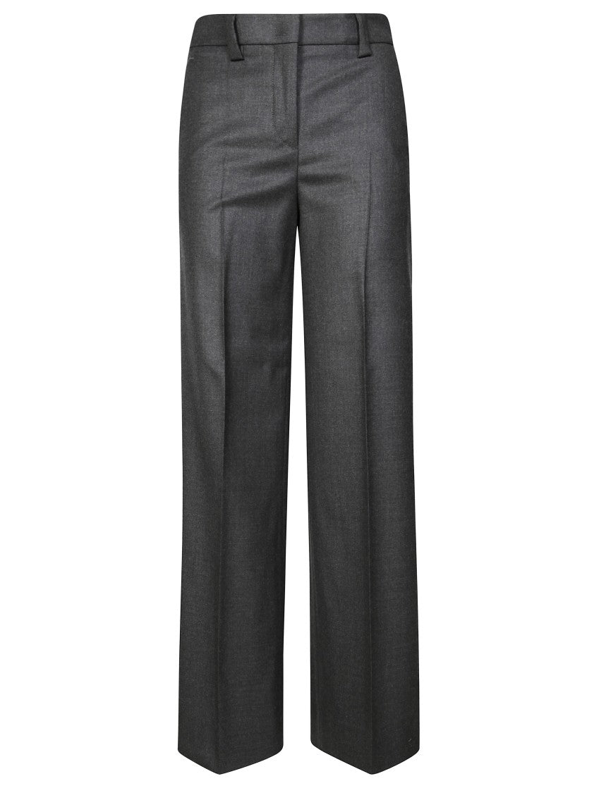 Incotex Tailored Wide-Leg Pants In Soft Flannel Grey