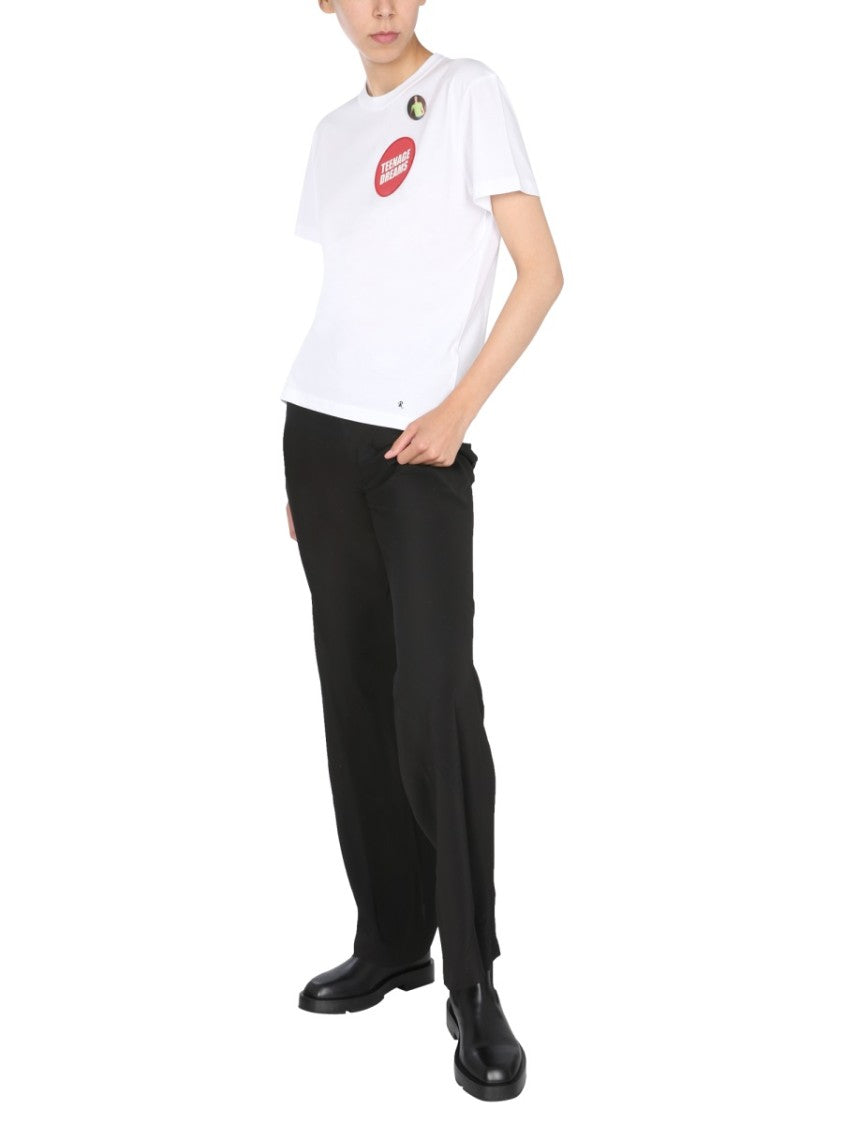 Raf Simons Crew Neck T-Shirt With Graphic Patches