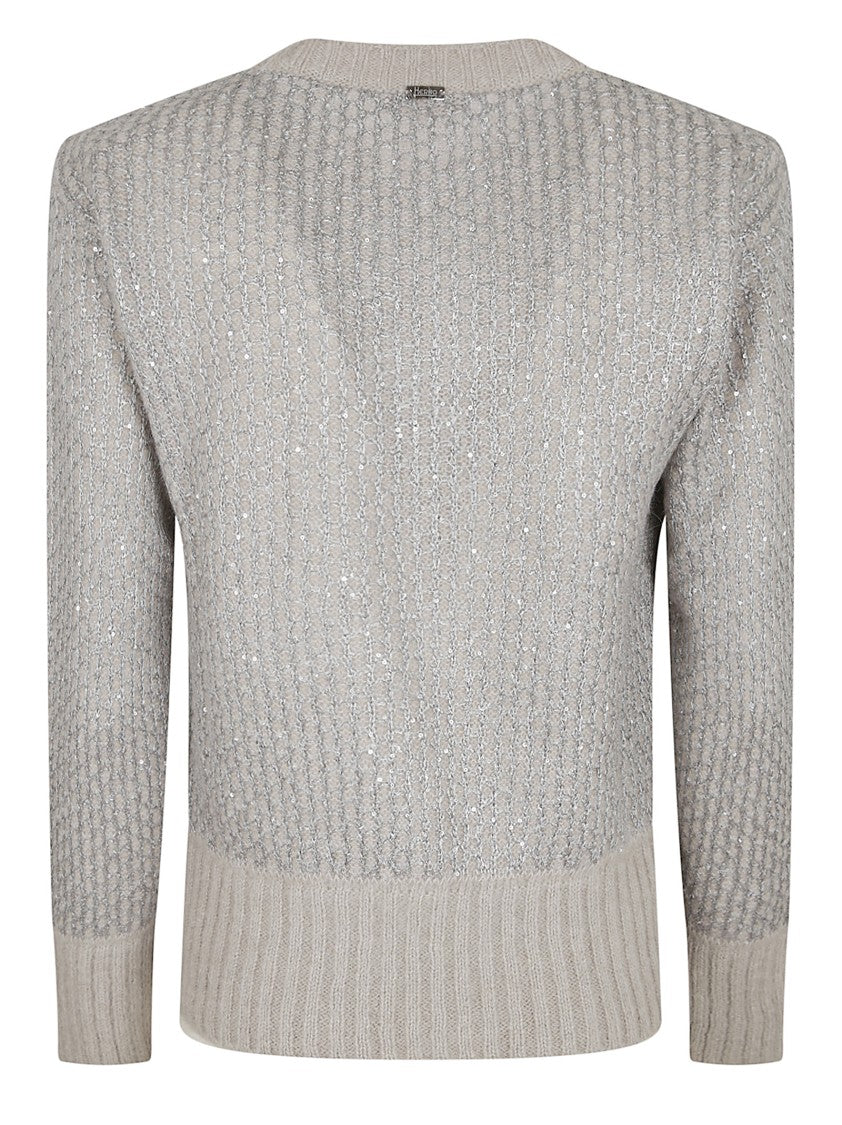 Herno Ribbed Alpaca Knit Sweater With Delicate Sequins