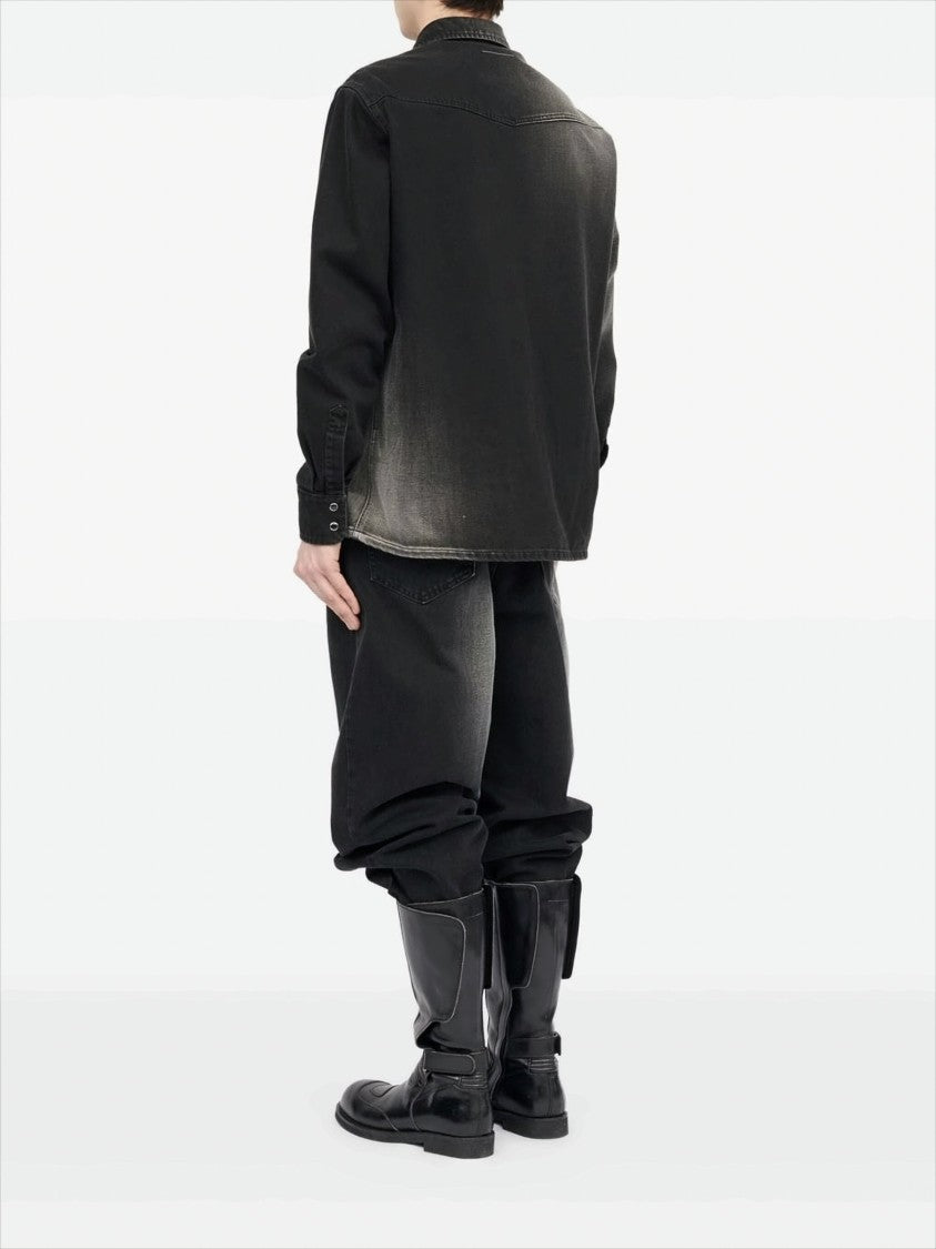 Mm6 By Maison Margiela Button-Down Vintage-Effect Black Shirt
