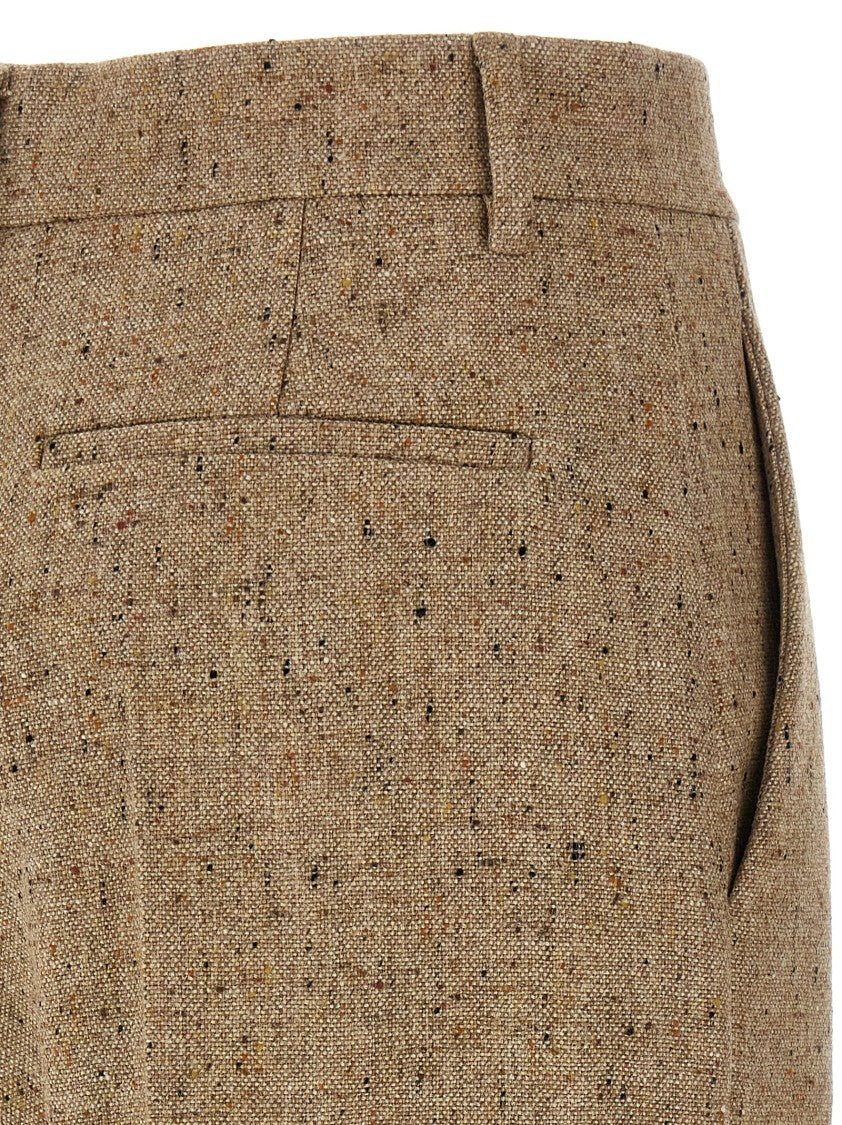 Valentino Garavani Brown Virgin Wool Wide-Leg Trousers With Natte' Button