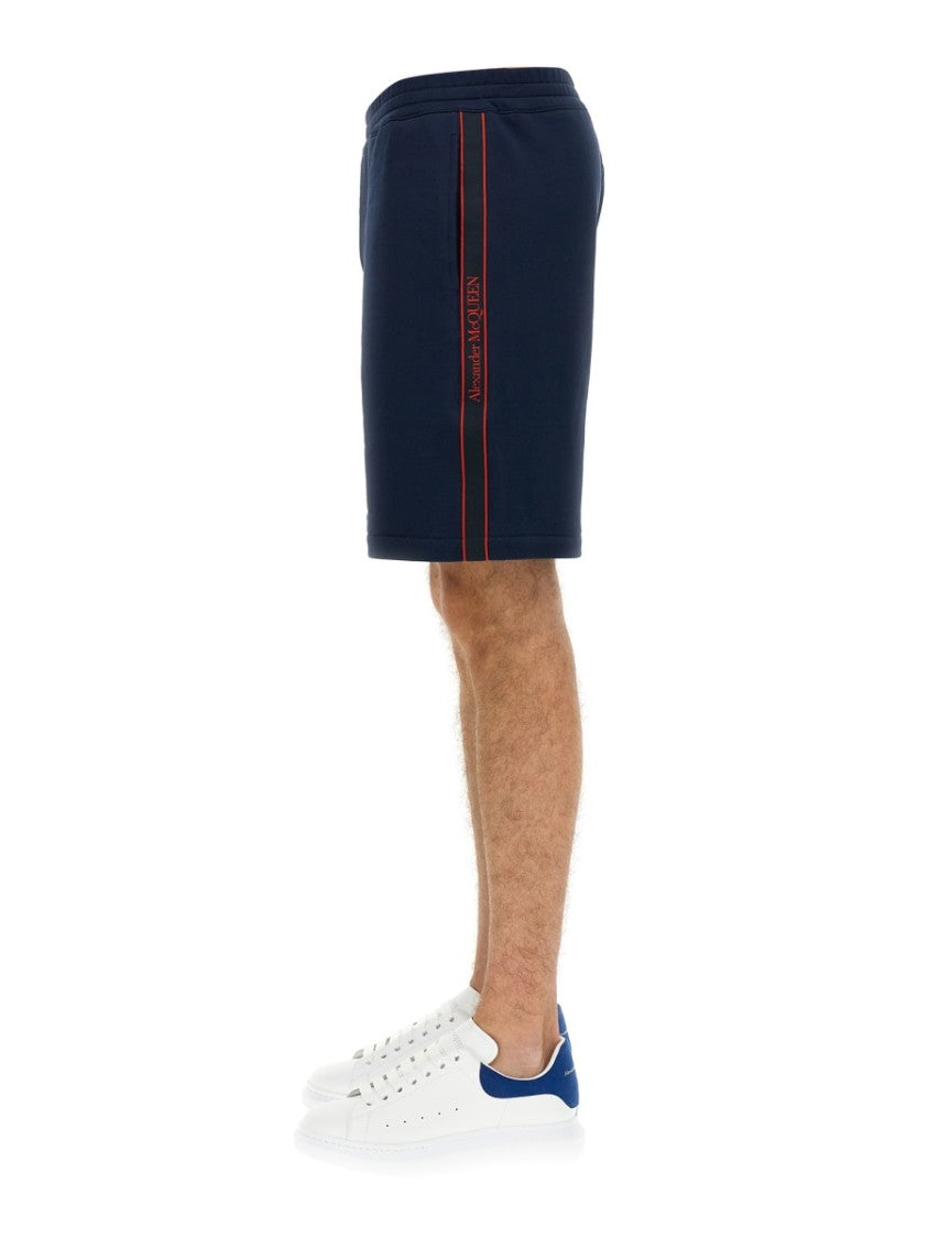 Alexander Mcqueen Bermuda Shorts With Selvedge Logo Band