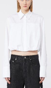 Sportmax Cropped White Shirt With Classic Collar And Structured Design
