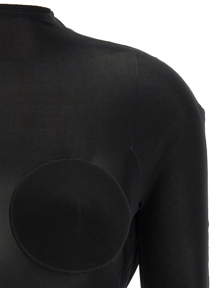 Jean Paul Gaultier Semi-Transparent Black Jersey Cone Sweater