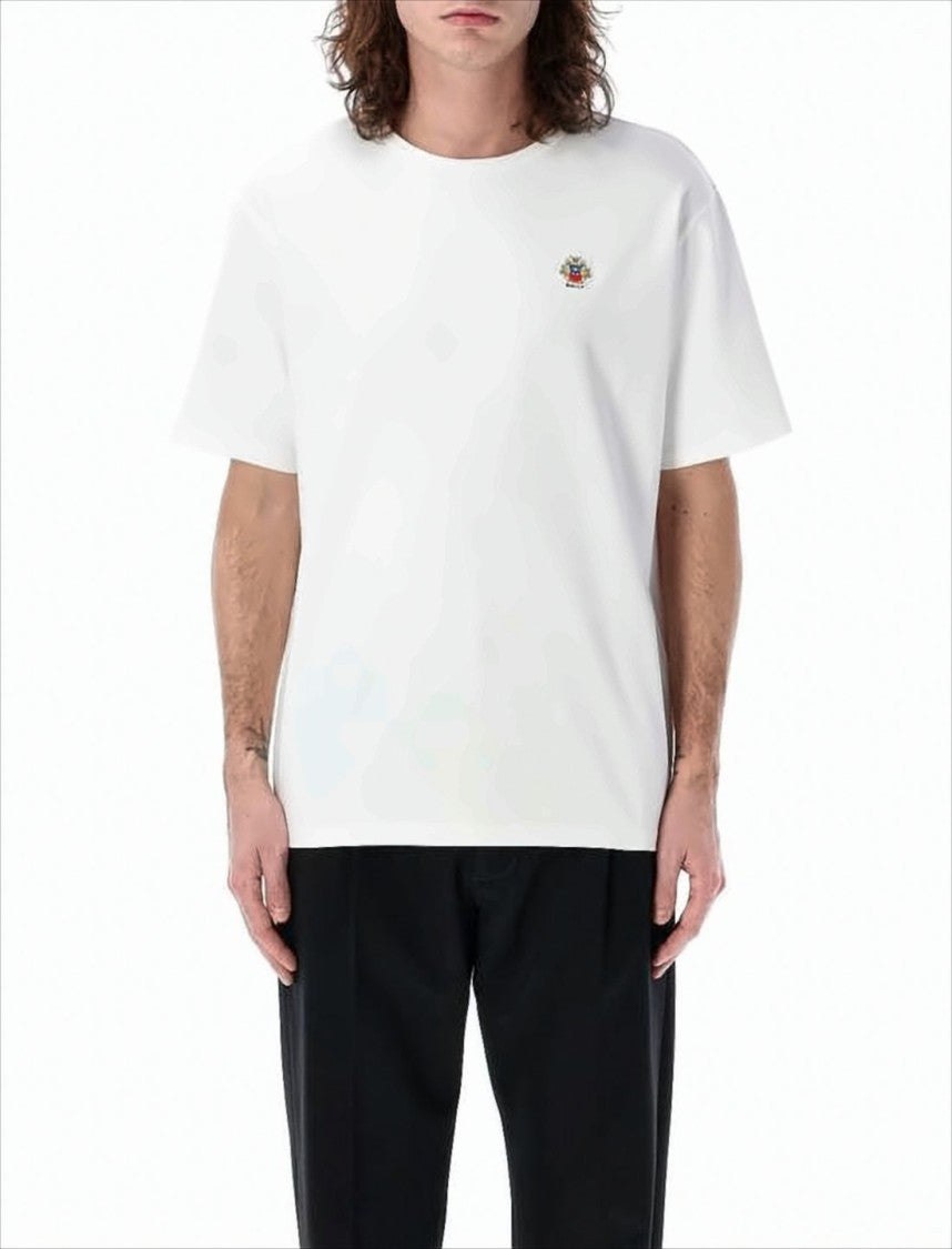 Bally Minimalist White Short-Sleeve T-Shirt With Emblem