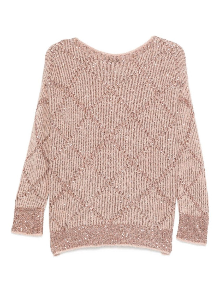 Dexterior Textured Knit Sweater With Diamond Pattern