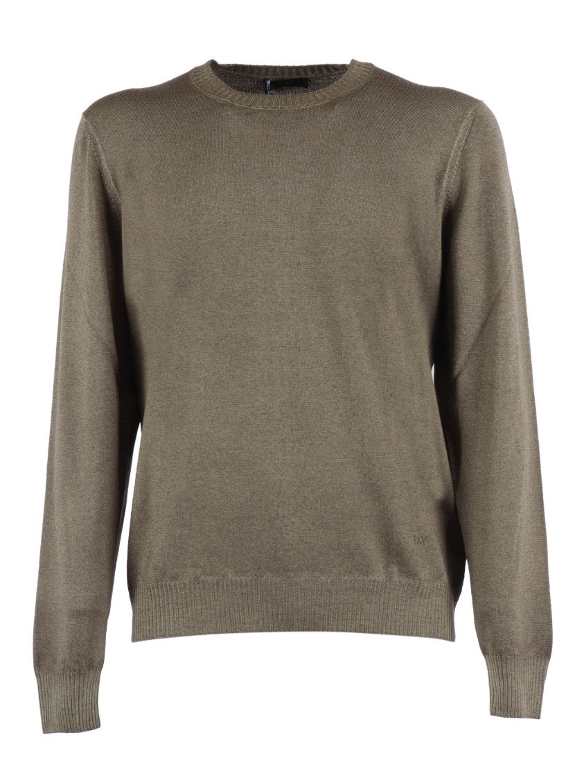Fay Deep Blue Virgin Wool Crew Neck Sweater