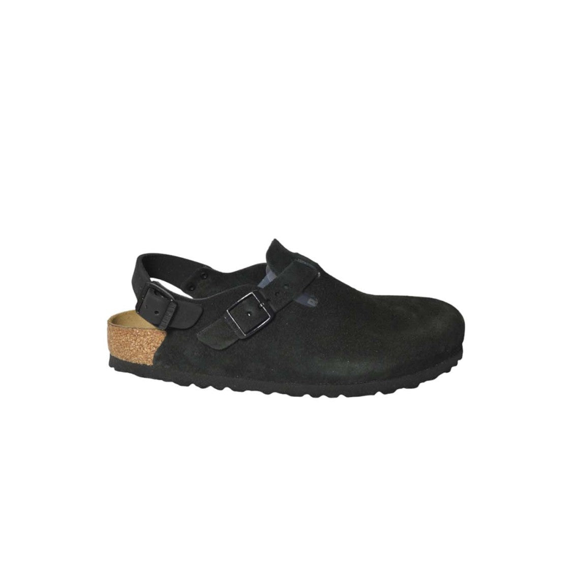 Birkenstock Closed-Toe Black Suede Sandals With Adjustable Buckle Strap