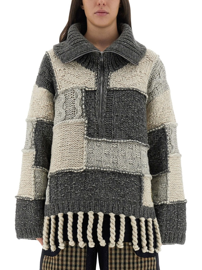 Ganni Patchwork Jersey With Bangs