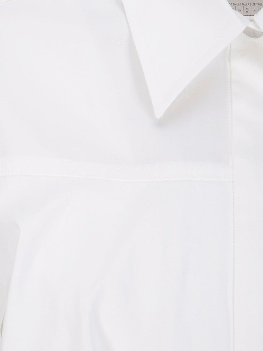 Sportmax Cropped White Shirt With Classic Collar And Structured Design