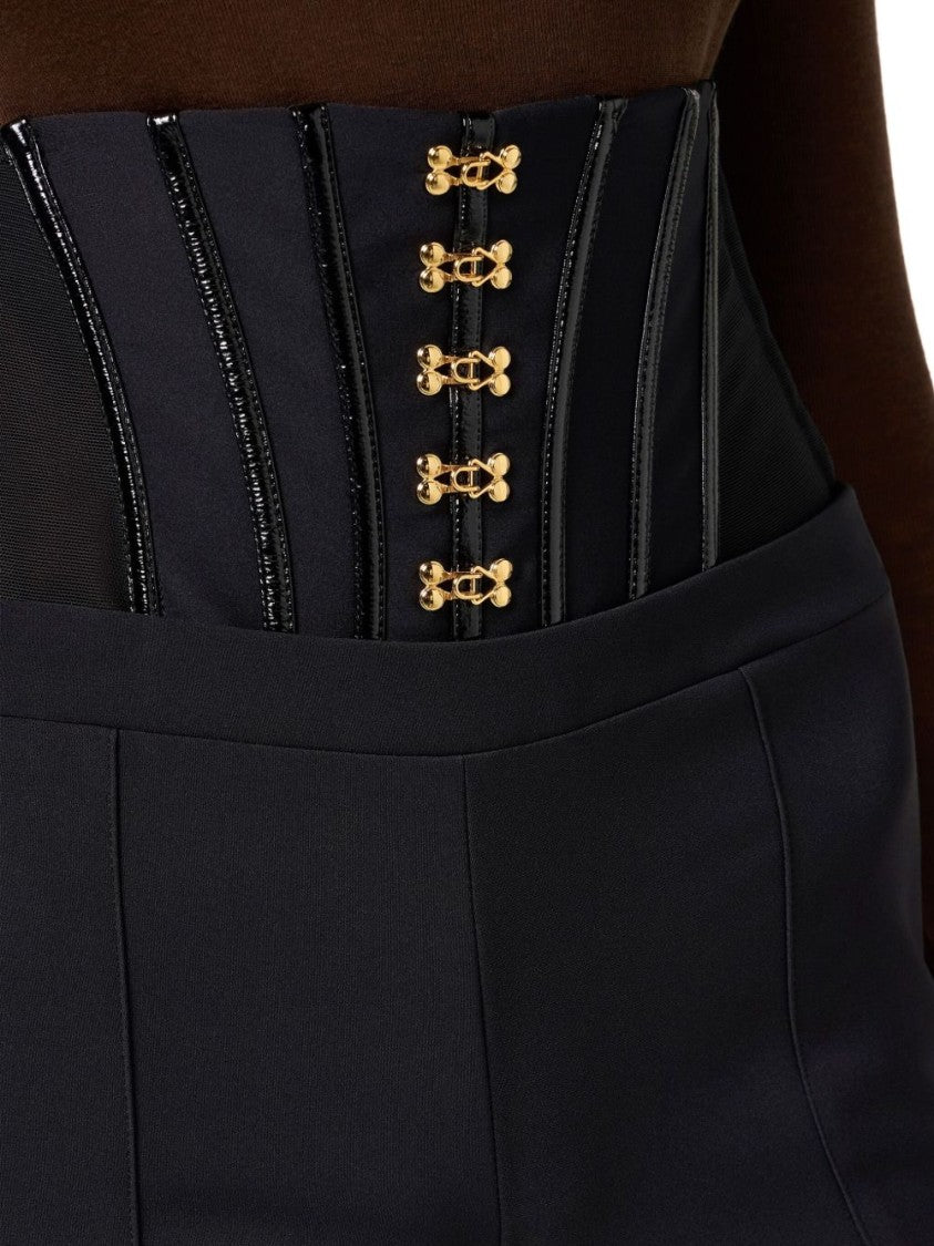 Elisabetta Franchi Fitted Black Trousers With Flared Hem