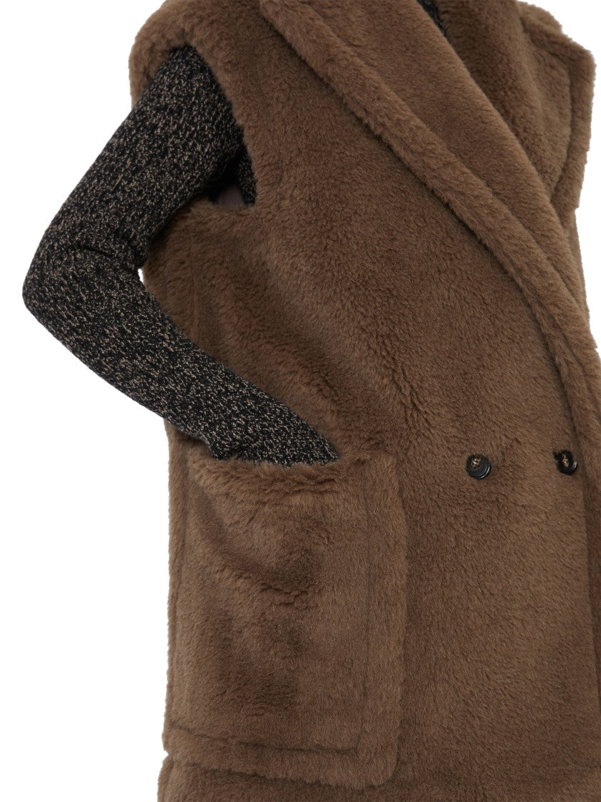 Max Mara Teddy Bear Textured Sleeveless Jacket With Double-Breasted Front