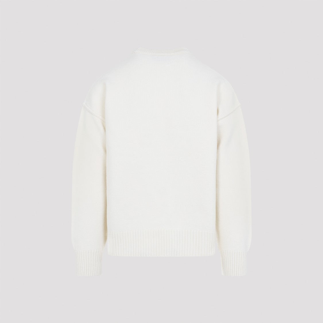 Ami Adc Crewneck Off White And Black Wool Sweater