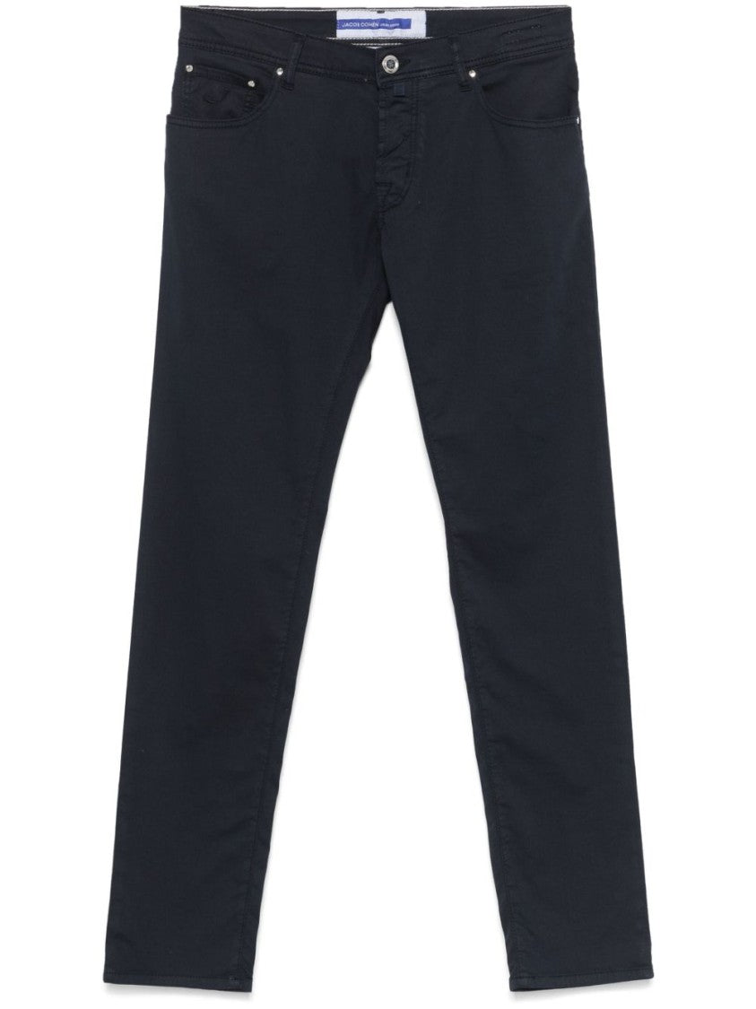 Jacob Cohen Navy Blue Denim Jeans With Classic Five-Pocket Design