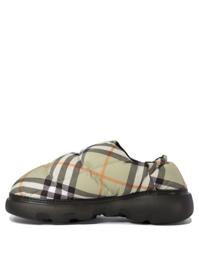 Burberry Quilted Green Sandals With Classic Check Pattern