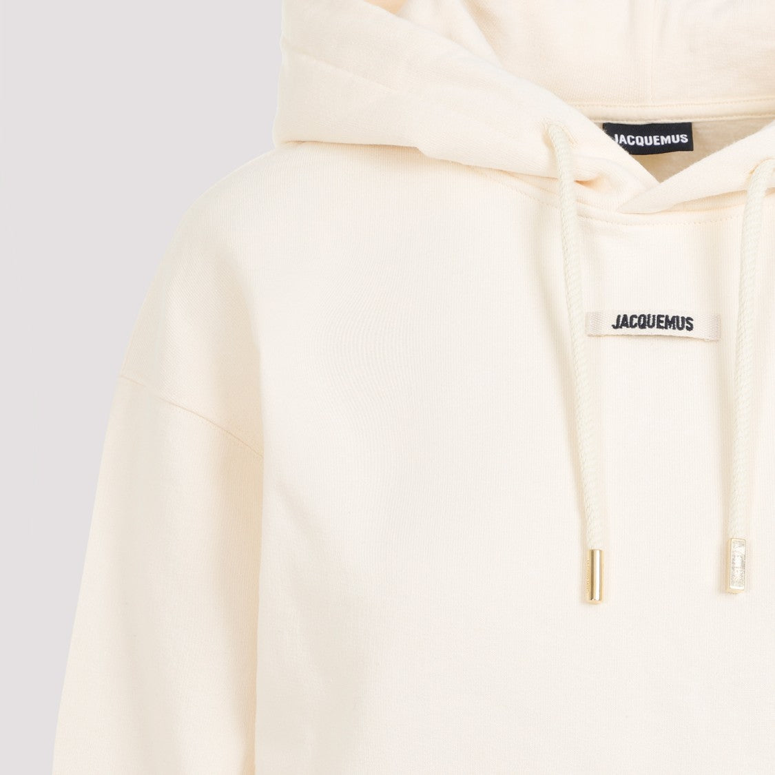 Jacquemus Cropped Light Beige Hoodie With Drawstring